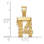 14k Small Brushed Diamond-cut Number 14 Charm - Image 3