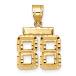 14k Small Brushed Diamond-cut Number 88 Charm