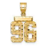 14k Small Brushed Diamond-cut Number 96 Charm