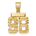14k Small Brushed Diamond-cut Number 98 Charm