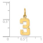 14k Small Polished Number 3 Charm - Image 4