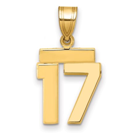 14k Small Polished Number 17 Charm