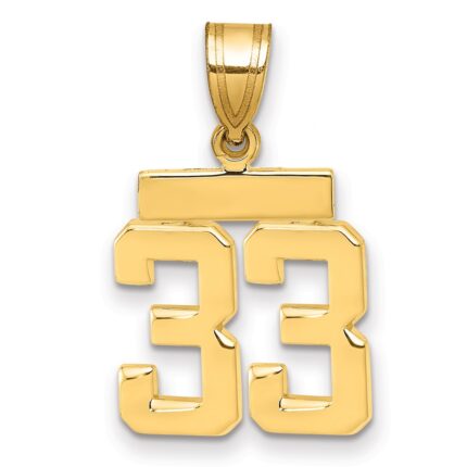 14k Small Polished Number 33 Charm