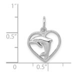 14k White Gold Dolphin in Heart Charm - Image 4