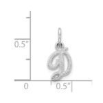 14KW White Gold Casted Script Letter D Initial Charm - Image 3