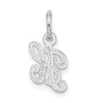 14KW White Gold Casted Script Letter H Initial Charm - Image 4