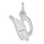 14KW White Gold Casted Script Letter W Initial Charm - Image 3