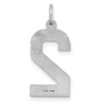 14kw Large Brushed Diamond-cut  Number 2 Charm - Image 4
