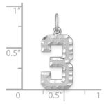 14kw Large Brushed Diamond-cut Number 3 Charm - Image 3