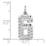 14kw Large Brushed Diamond-cut  Number 6 Charm - Image 3
