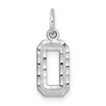 14kw Small Brushed Diamond-cut Number 0 Charm