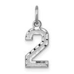 14kw Small Brushed Diamond-cut Number 2 Charm