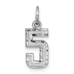 14kw Small Brushed Diamond-cut Number 5 Charm