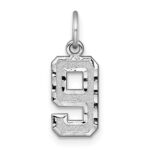 14kw Small Brushed Diamond-cut Number 9 Charm