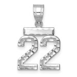14kw Small Brushed Diamond-cut Number 22 Charm