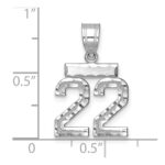 14kw Small Brushed Diamond-cut Number 22 Charm - Image 2