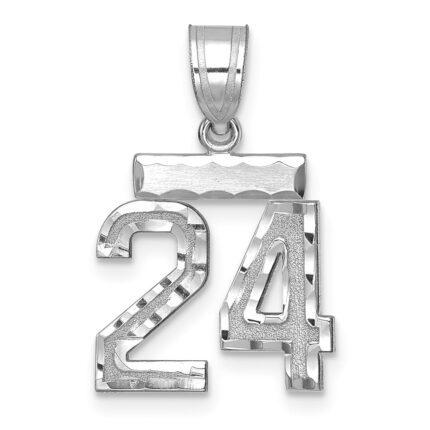 14kw Small Brushed  Diamond-cut Number 24 Charm
