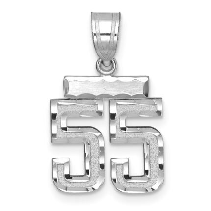 14kw Small Brushed Diamond-cut Number 55 Charm
