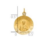 14k Polished and Satin Solid Sacred Heart of Jesus Medal Round Charm - Image 3