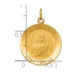 14k Polished and Satin Solid St Theresa Medal Round Pendant - Image 3
