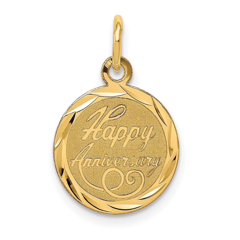 XAC568.jpg 14K HAPPY ANNIVERSARY 13mm Engravable Disc Charm - Image 1