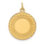 14K HAPPY ANNIVERSARY with Hearts 20mm Engravable Disc Charm