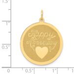 14K HAPPY ANNIVERSARY with Heart 25mm Engravable Disc Charm - Image 3