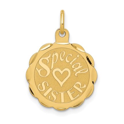 14K SPECIAL SISTER 15mm Engravable Disc Charm