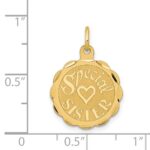 14K SPECIAL SISTER 15mm Engravable Disc Charm - Image 3
