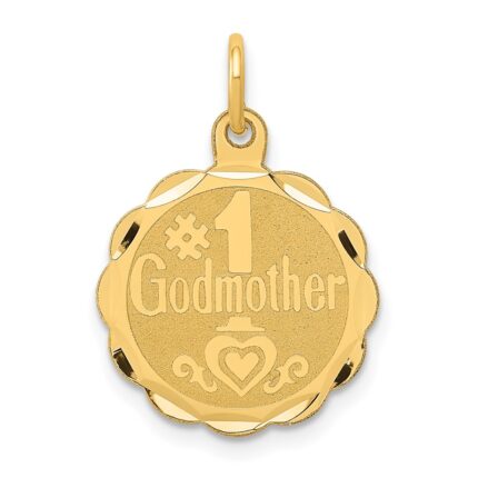 14K #1 GODMOTHER 16mm Engravable Disc Charm
