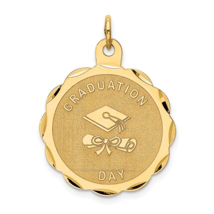 14k GRADUATION DAY with Diploma Engravable Disc Charm