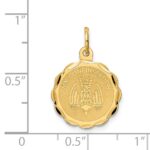 14k Polished and Satin Solid MY CONFIRMATION with Dove Scalloped Edge Round Disc Pendant - Image 3