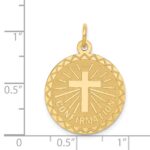14k Polished and Satin Solid CONFIRMATION with Cross Round Disc Charm - Image 3