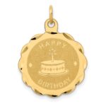 14K HAPPY BIRTHDAY with Cake 19mm Engravable Disc Charm