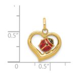 14k Red and Black Enameled Ladybug in Heart Charm - Image 4