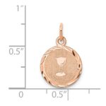 14k Rose Gold Polished and Satin Solid HOLY COMMUNION Diamond-cut Edge Round Disc Charm - Image 3