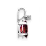 14K White Gold Diamond and 6x4 Oval January/Garnet Birthstone Pendant - Image 2