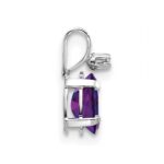 14K White Gold Diamond and 6x4 Oval February/Amethyst Birthstone Pendant - Image 2