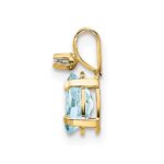 14k Diamond and 6x4 Oval March/Aquamarine Birthstone Pendant - Image 2