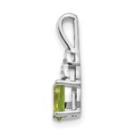 14k White Gold 6x4 Oval August/Peridot and Diamond Pendant - Image 2