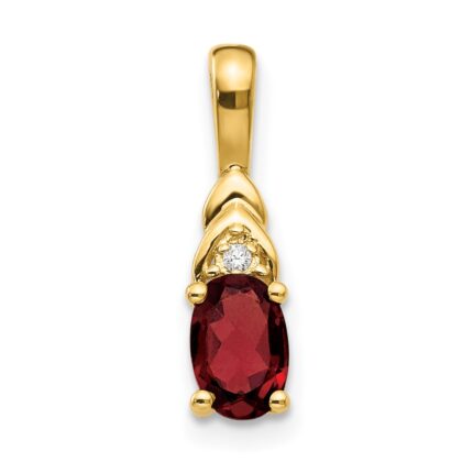 14k 6x4 Oval January/Garnet and Diamond Pendant