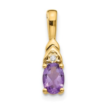 14k 6x4 Oval February/Amethyst and Diamond Pendant