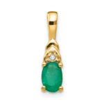 14k 6x4 Oval May/Emerald and Diamond Pendant