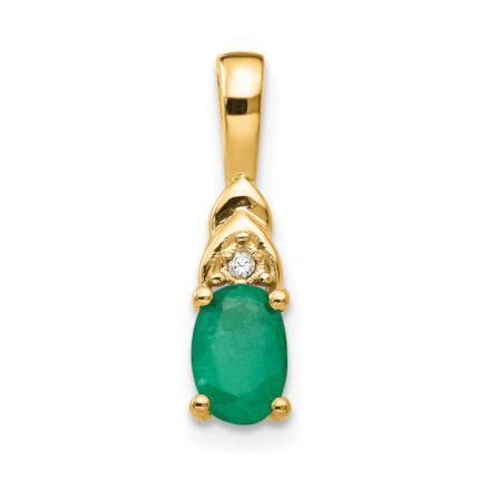 14k 6x4 Oval May/Emerald and Diamond Pendant