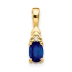 14k 6x4 Oval September/Sapphire and Diamond Pendant