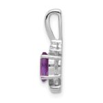 14k White Gold 6x4 Oval February/Amethyst and Diamond Pendant - Image 2