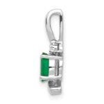 14k White Gold 6x4 Oval May/Emerald and Diamond Pendant - Image 2