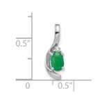 14k White Gold 6x4 Oval May/Emerald and Diamond Pendant - Image 3