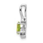 14k White Gold 6x4 Oval August/Peridot and Diamond Pendant - Image 2