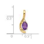 14k 6x4 Oval February/Amethyst and Diamond Pendant - Image 3